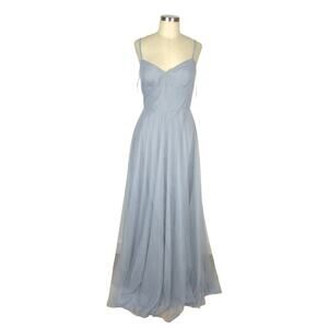AFTER SIX Platinum Gray Sweetheart Spaghetti Strap Tulle Dress Bridesmaid Gown 8